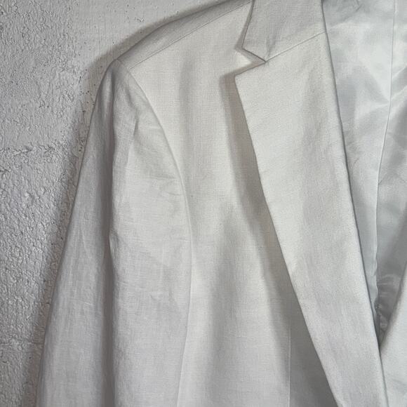 Bar III Men's Slim-Fit White 100% Linen Suit Jacket white 40L $360 - Picture 8 of 10